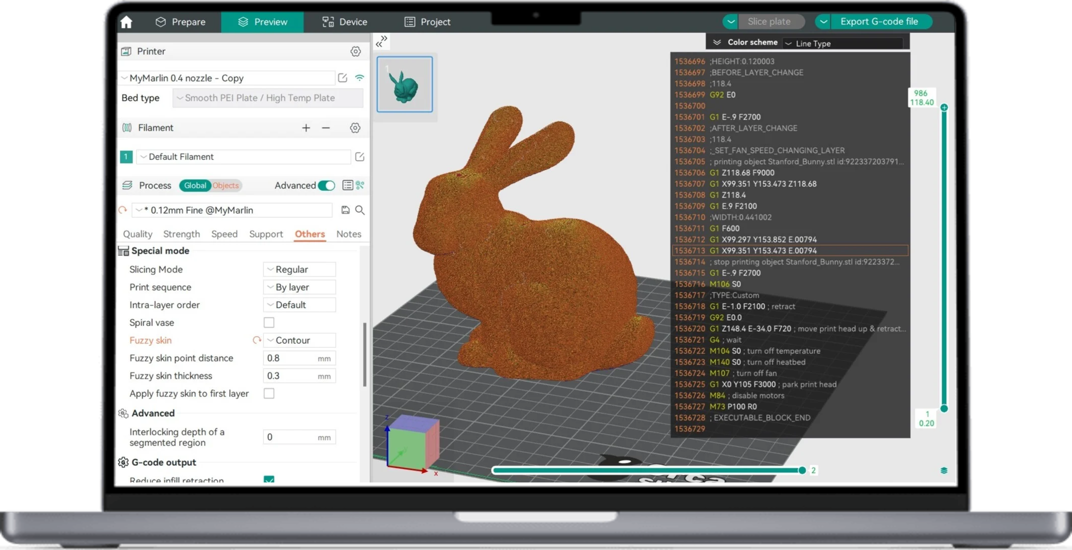 Orca Slicer interface preview