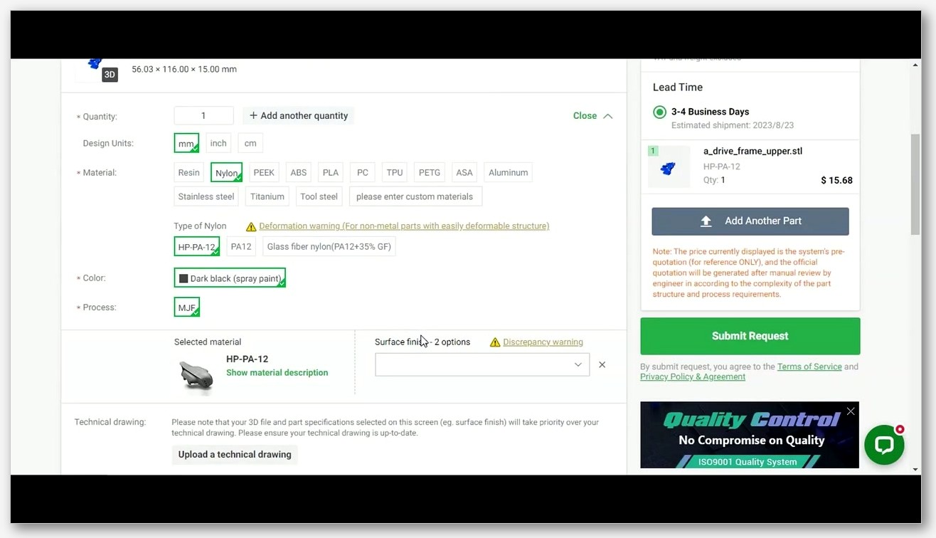 Mobile or web notification screenshot showing SimplyPrint AI flagging a potential failure