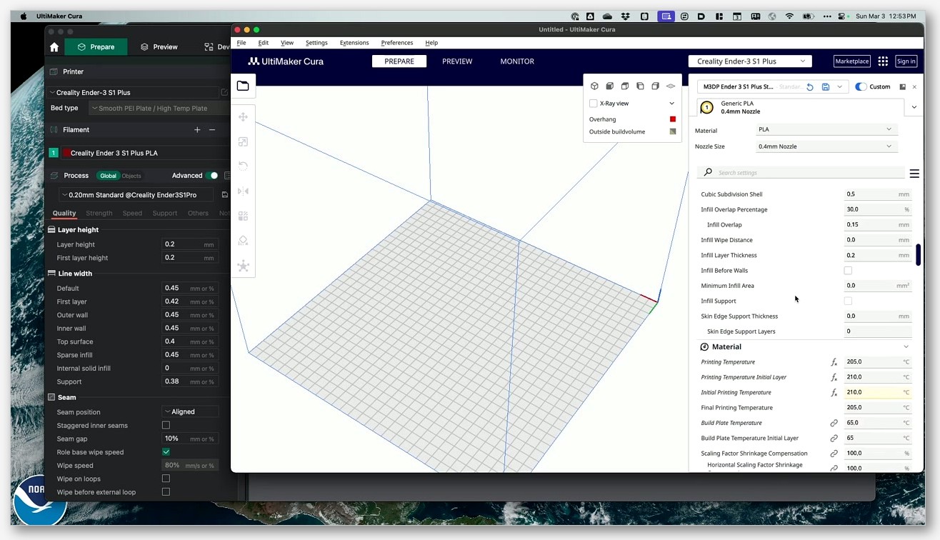 Right-click context menu showing Simplify Model dialog with Decimate Ratio slider and Detail Level dropdown
