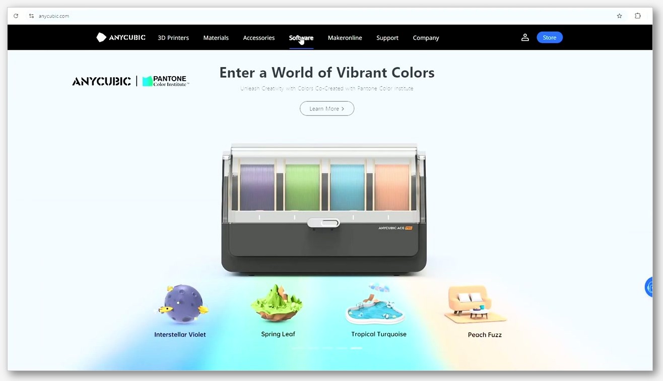 screenshot of Anycubic Slicer Next home screen with Kobra 3 selected, Anycubic logo top-left, four-tab layout (Prepare, Preview, Device, Project) visible