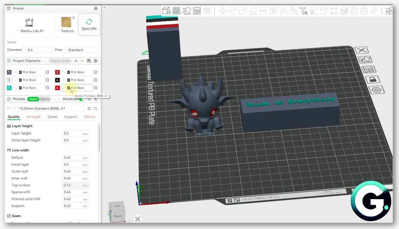 Screenshot of OrcaSlicer's filament-to-AMS-tray mapping UI for a Bambu X1C with AMS unit