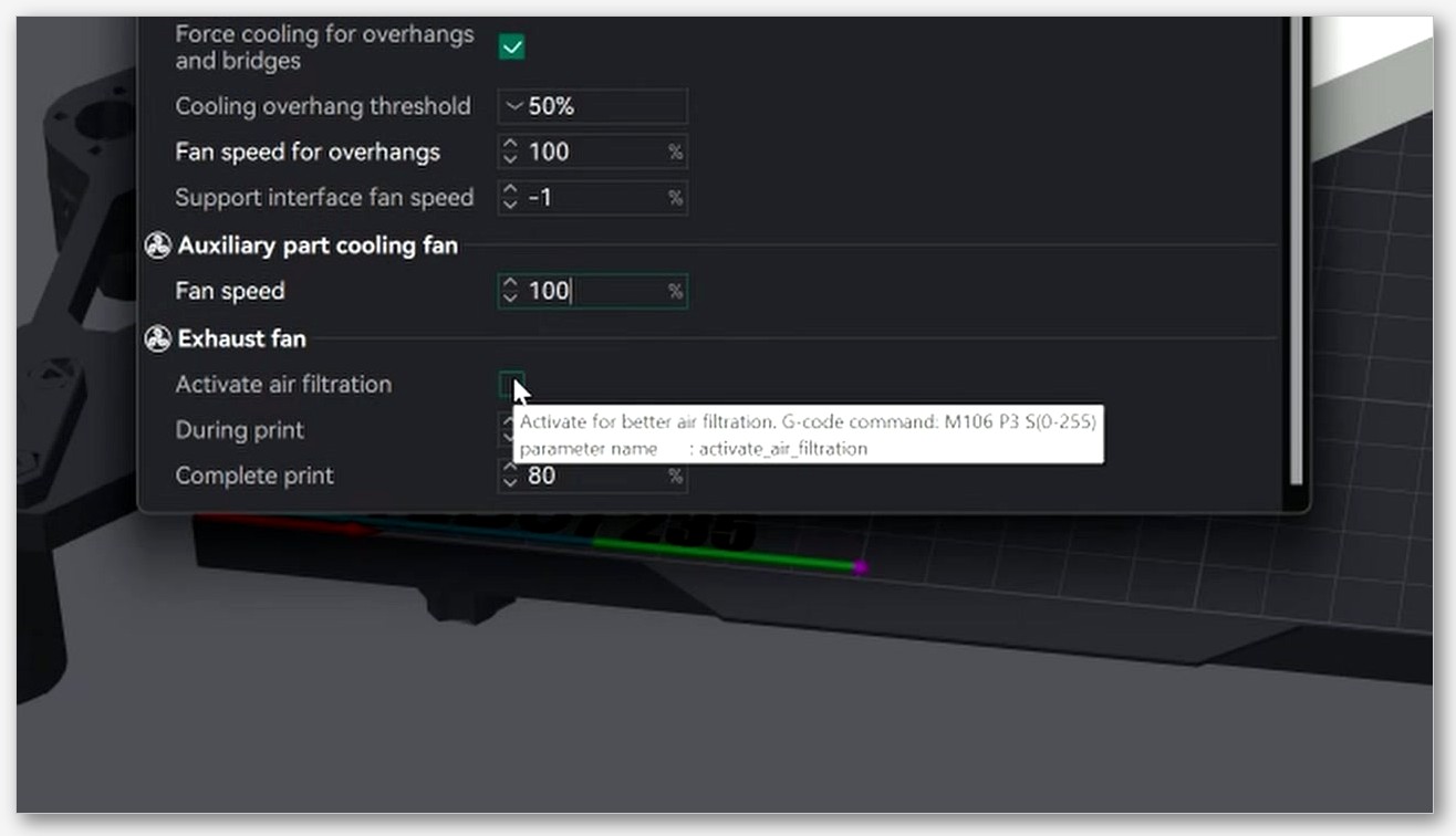 Side-by-side comparison of Generic PLA, PETG, ABS, ASA, PC and TPU cooling profile values pulled from OrcaSlicer base JSON