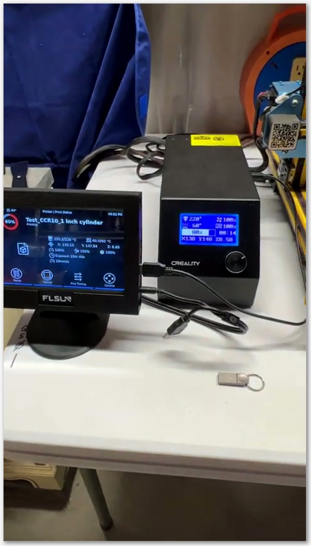 screenshot of the OrcaSlicer Device tab showing a successful Octo/Klipper connection over port 7125