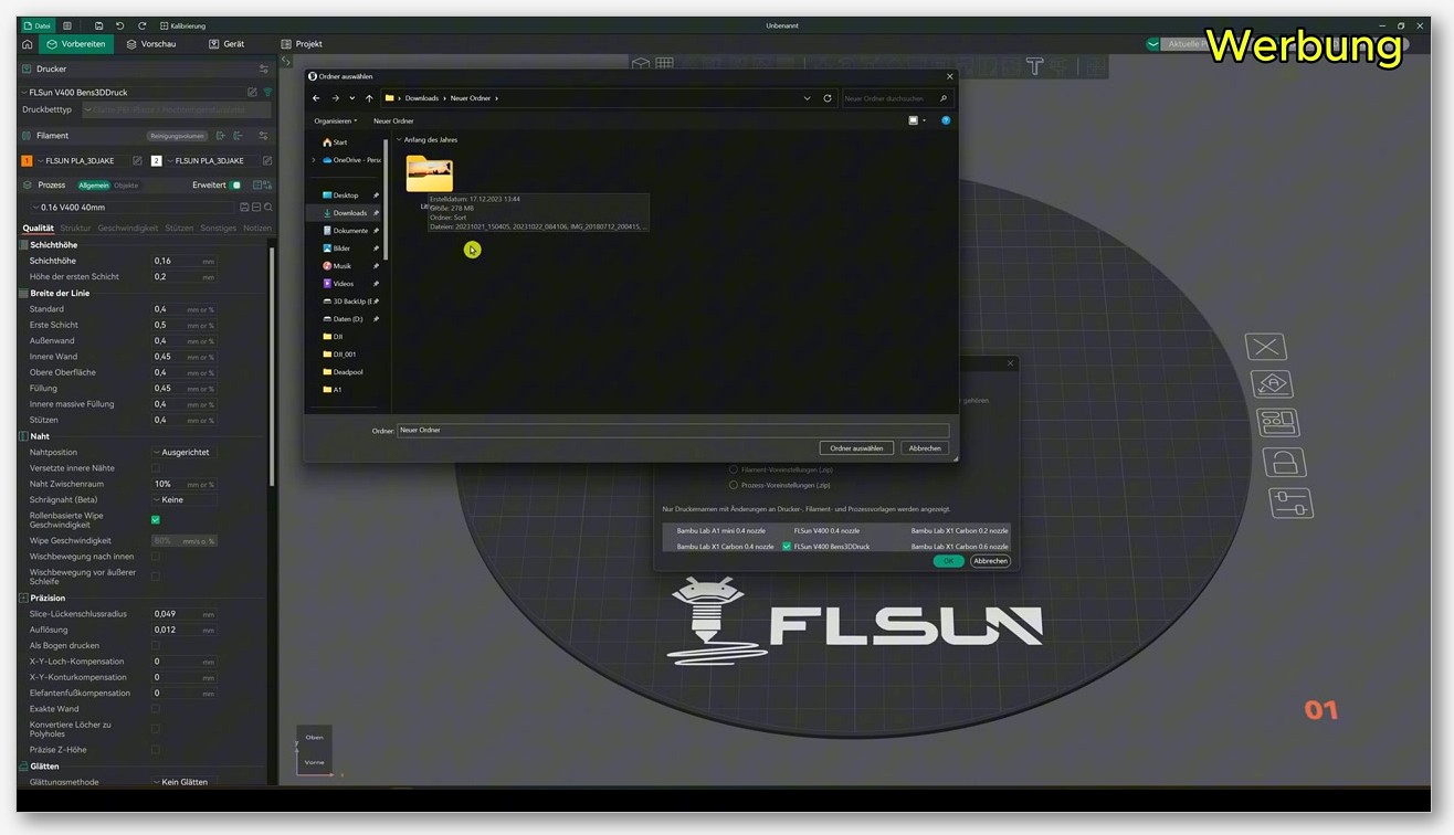 screenshot of OrcaSlicer File menu drop-down with Export submenu expanded and Preset Configs item highlighted