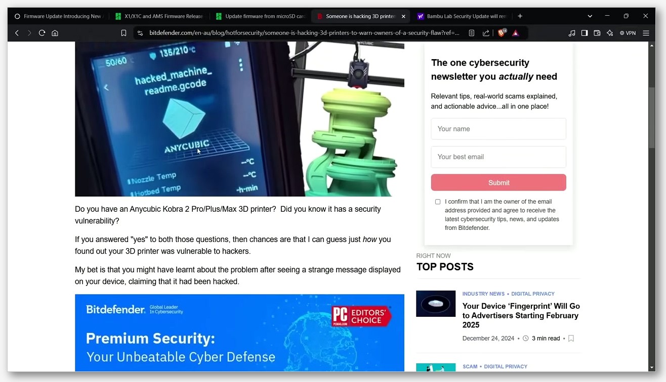 Photo of P1S or X1C screen showing Settings > General with LAN Only Mode toggle on and Developer Mode toggle on.” class=”wp-image” loading=”lazy” /><figcaption>LAN Mode + Developer Mode enabled on Bambu printer touchscreen</figcaption></figure>
<p>The OrcaSlicer team declined to integrate Bambu Connect. <a href=