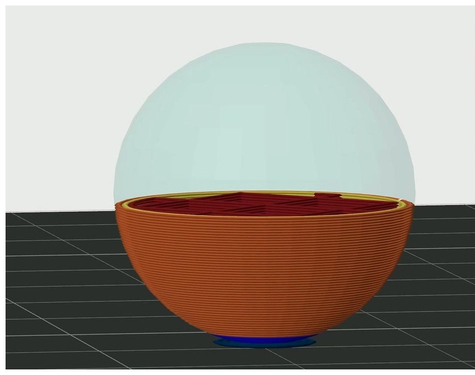 Sliced sphere preview in OrcaSlicer