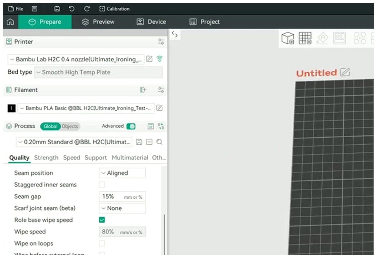 OrcaSlicer Process panel showing the Quality tab with fuzzy skin and related wall settings expanded for reference